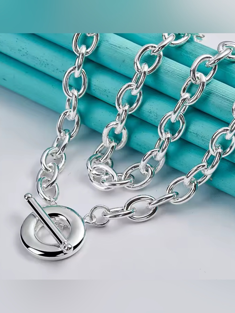 Silver Link Toggle Necklace!